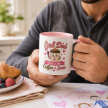 Tasse Rose Papa Fille Alimenté Par Café Et Imperti
