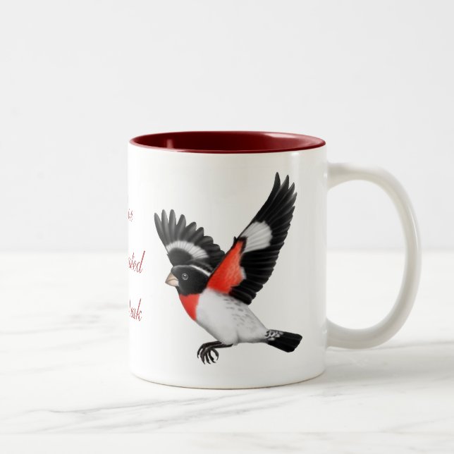 Tasse rose personnalisable d'oiseau de gros-bec de (Droit)