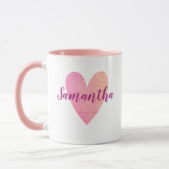 Tasse rose personnalisée de coeur (Gauche)