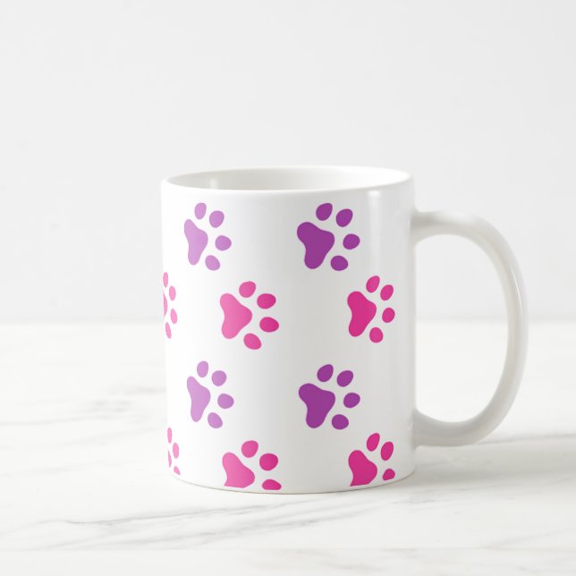 Tasse rose/pourpre mignonne d'empreintes de pattes (Droite)