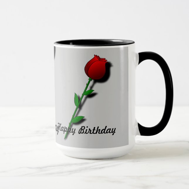 Tasse Rose rouge "Joyeux anniversaire" (Droite)