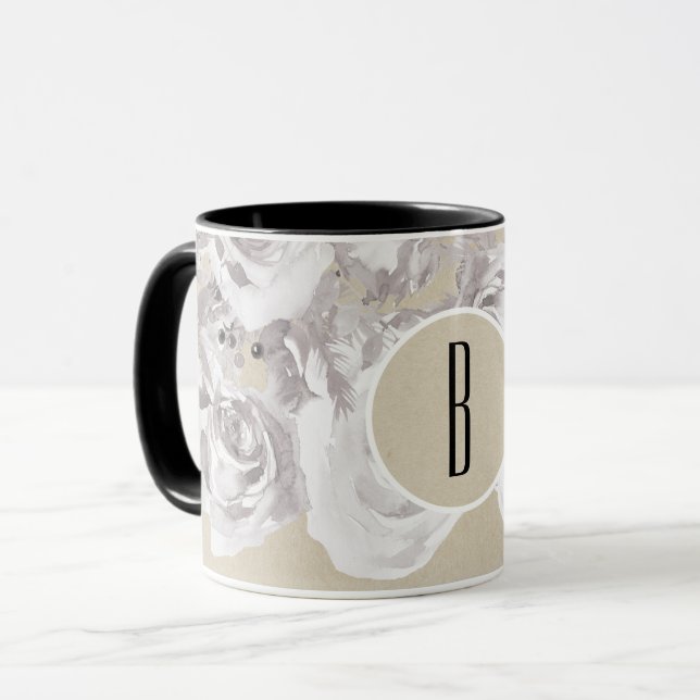 Tasse Roses d'hiver rustiques blanches Kraft Shabby Chic (Devant gauche)
