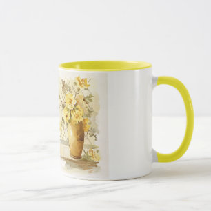 Tasse Roses jaunes dans un vase à poterie
