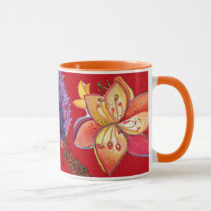 Tasse rouge abstraite d'orchidée