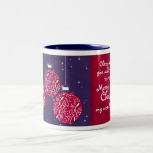 Tasse rouge/bleue de babiole d'étincelle de Noël