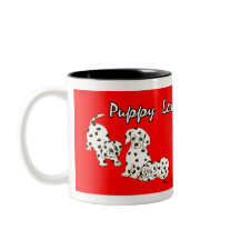 Tasse rouge d'amour de chiot