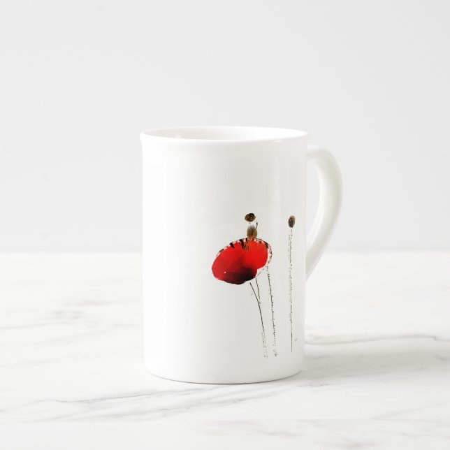 tasse rouge de café express de porcelaine tendre (Devant droit)