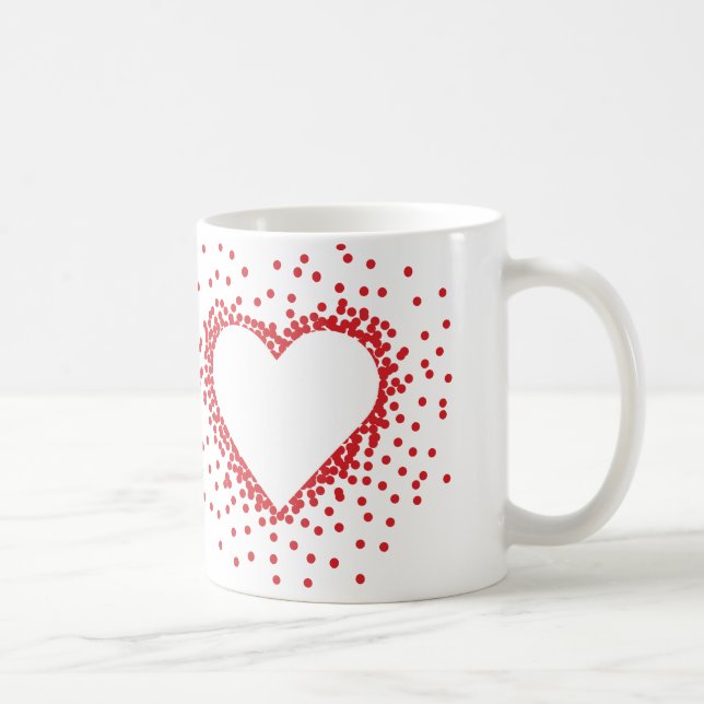 Tasse rouge de coeur de confettis (Droite)