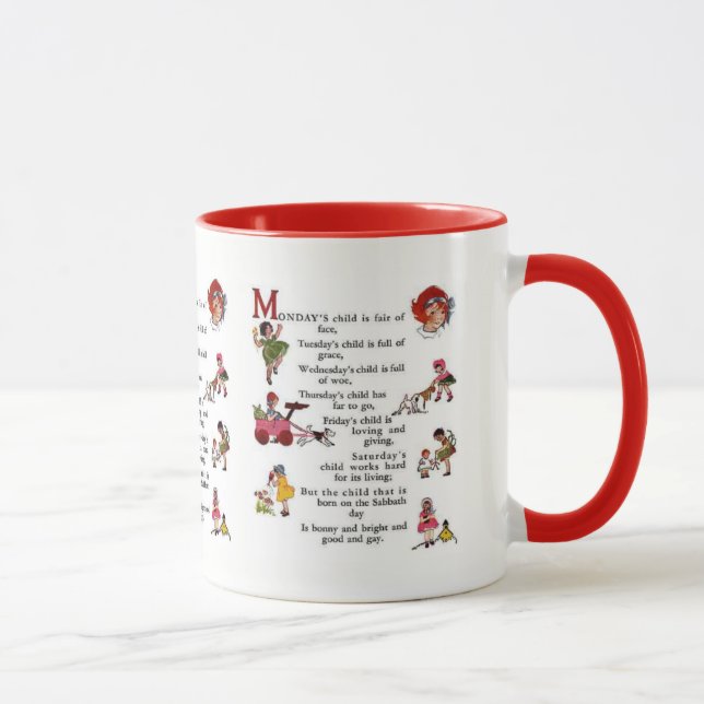 Tasse Rouge de l'enfant de lundi (Droite)