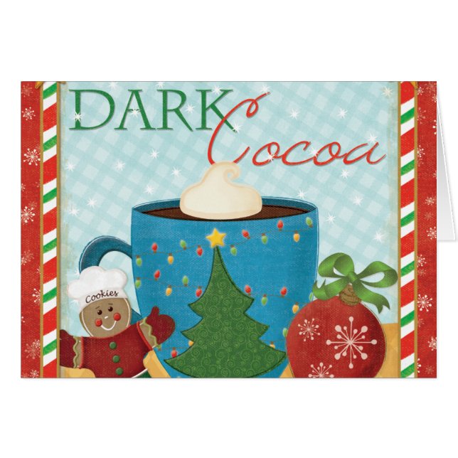 Tasse rouge de Noël avec du cacao crémeux (Devant horizontal)