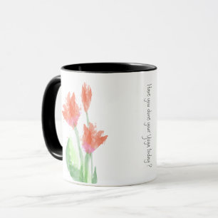 Tasse rouge de tulipes de yoga