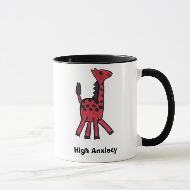 Tasse rouge "d'inquiétude élevée" de girafe (Droite)