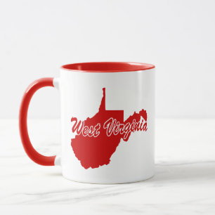 Tasse rouge en forme de l'État de Virginie occiden