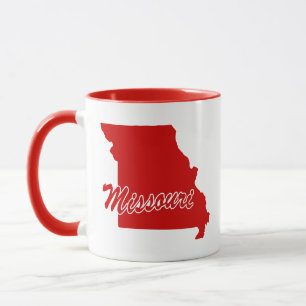 Tasse rouge en forme d'État du Missouri