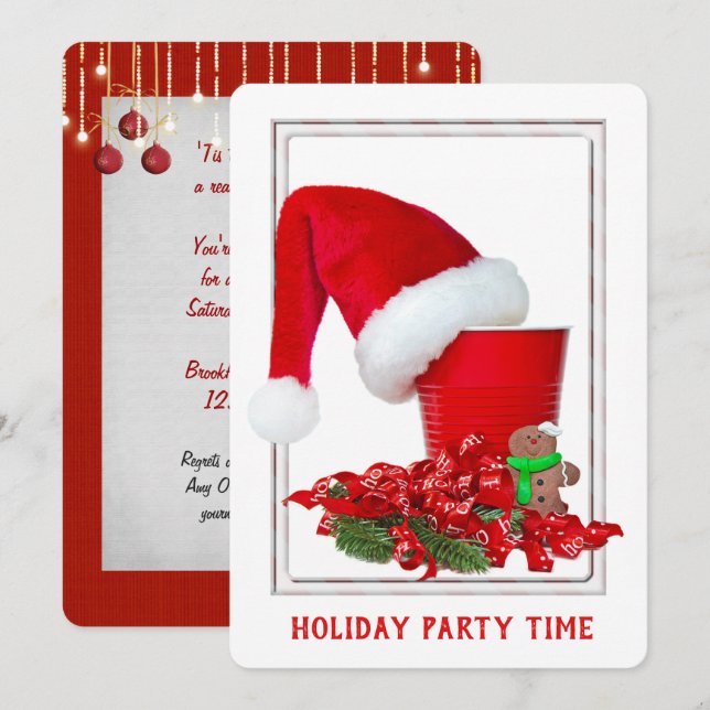 tasse rouge Noël Fête Invitation (Devant / Derrière)