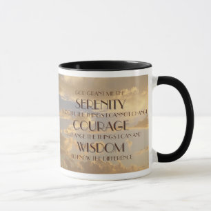 Tasse rougeoyante de prière de sérénité de ciel