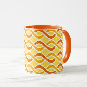 Tasse Rubans modernes du milieu du siècle, jaune et oran