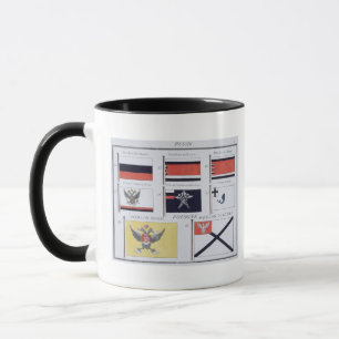 Tasse Russe diminue, d'un livre français des drapeaux,