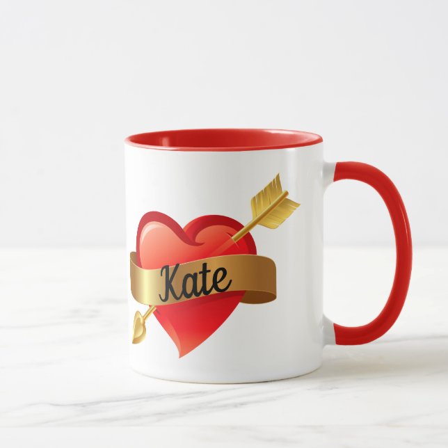 Tasse Saint-Valentin Coeur rouge Personnalisé Nom de la  (Droite)