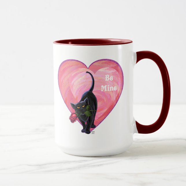 Tasse Saint-Valentin de chat noir (Droite)