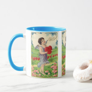Tasse Saint-Valentin victorien vintage, Ange au cœur