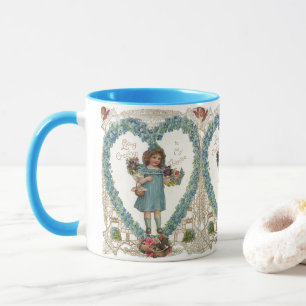 Tasse Saint-Valentin victorien vintage, Couronne de coeu