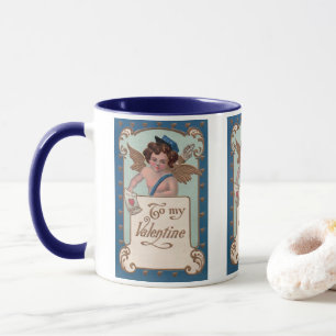 Tasse Saint-Valentin vintage, Chérubin avec lettres d'am