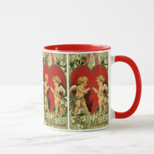 Tasse Saint-Valentin vintage, les chérubins font un vœu