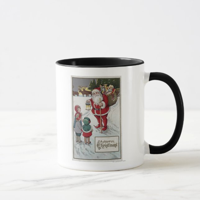 Tasse Salutation de NoëlSanta Parler aux enfants (Droite)