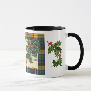 Tasse Salutations chaleureuses de Noël, tartan de