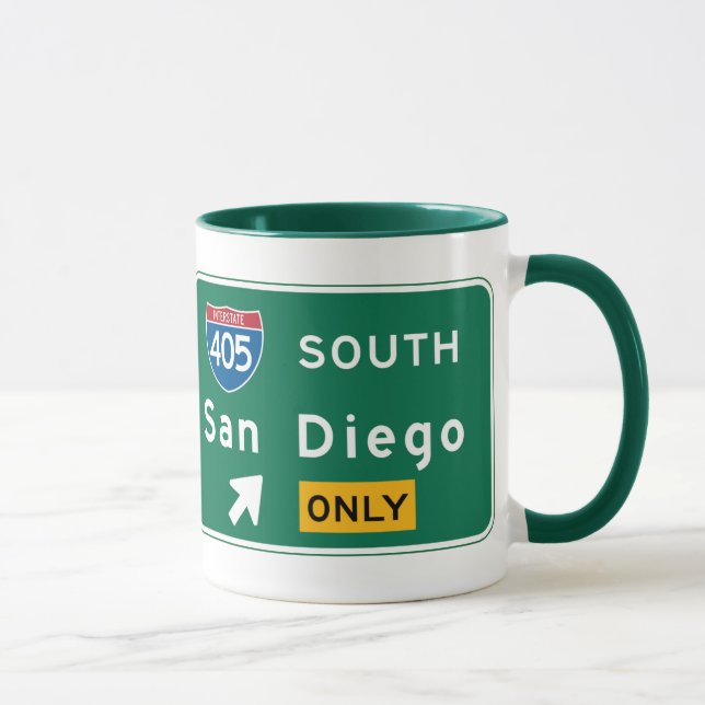 Tasse San Diego, panneau routier de CA (Droite)