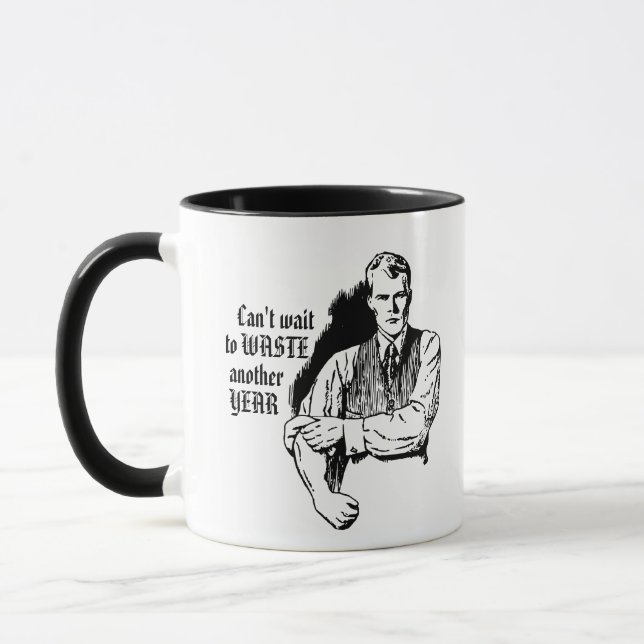 Tasse sarcastique vintage "Perdre une autre année" (Gauche)