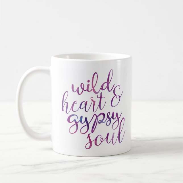 Tasse sauvage d'aquarelle d'âme de coeur et de (Gauche)