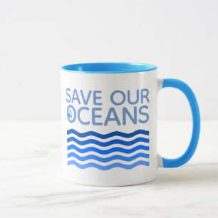 Tasse Sauvez nos océans Blue Stylisé Earth Waves