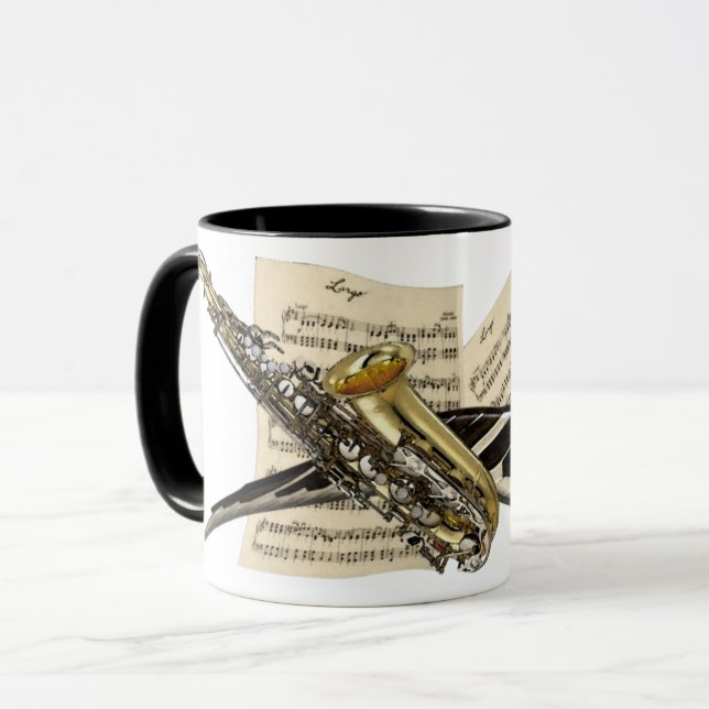 Tasse Saxophone et musique de piano (Devant gauche)