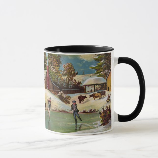 Tasse Scène américaine de Noël de la vie d'hiver (Droite)