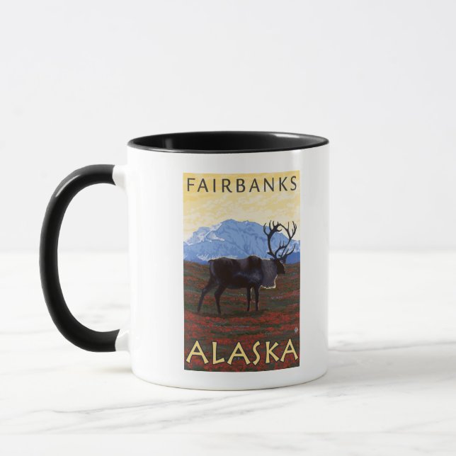 Tasse Scène Caribou - Fairbanks, Alaska (Gauche)