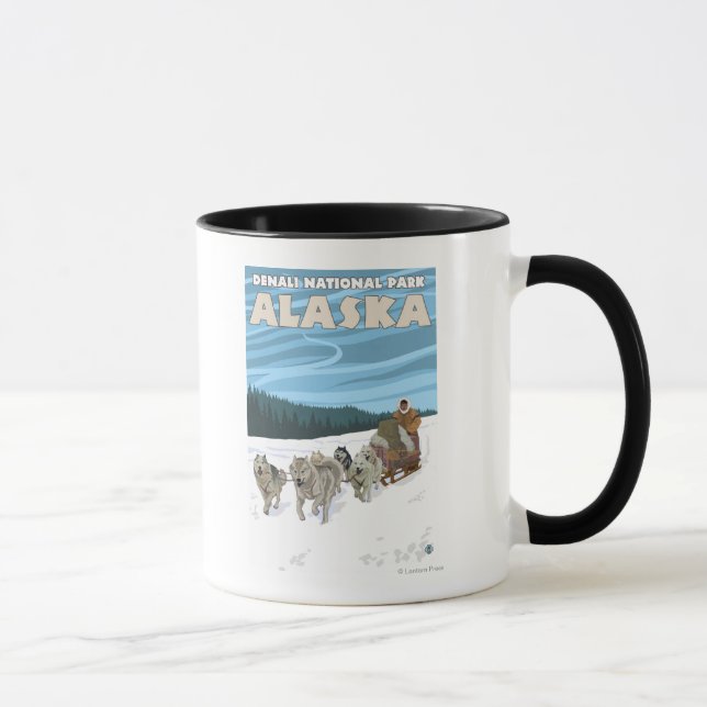 Tasse Scène de couture de chien - Denali Nat'l Park, Ala (Droite)