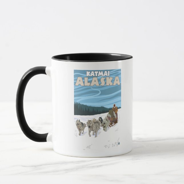 Tasse Scène de traînée de chien - Katmai, Alaska (Gauche)
