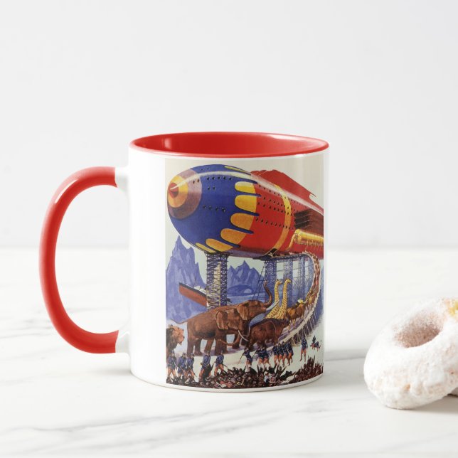 Tasse Science-fiction vintage, animaux sauvages de Noah' (Avec donut)