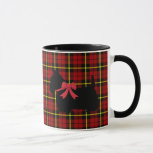 Tasse Scottish Terrier, Scotland dog, brique rouge plaid