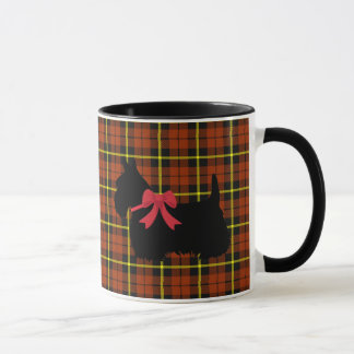 Tasse Scottish Terrier, Scotland dog, orange plaid