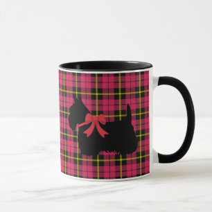 Tasse Scottish Terrier, Scottish dog, Hot Pink plaid