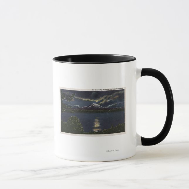 Tasse Seattle, Washington - Lune Vue sur le mont. (Droite)