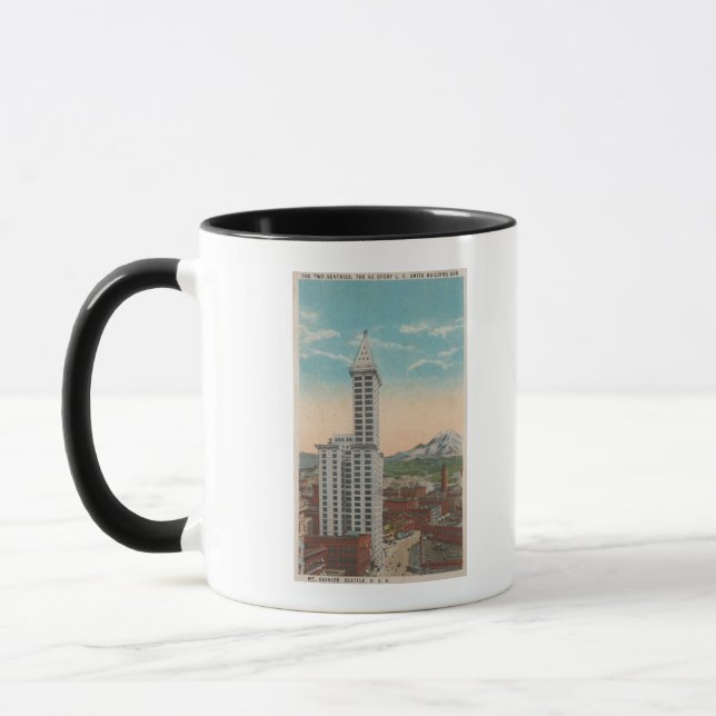 Tasse Seattle, WASmith Tower View & Mt Rainier (Gauche)