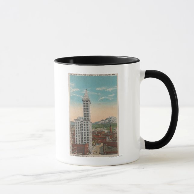 Tasse Seattle, WASmith Tower View & Mt Rainier (Droite)