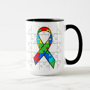 Tasse Sensibilisation sur l'autisme Ruban Coeur Puzzle P