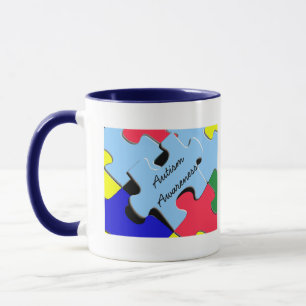 Tasse Sensibilisation sur l'autisme Ruban Puzzle Coeur M