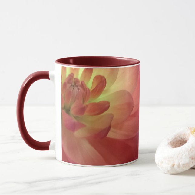 Tasse S'est levé et le rose Dalia (Avec donut)
