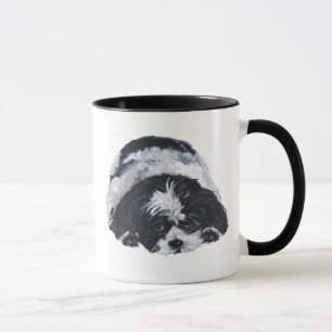 Tasse Shih Tzu noir et blanc